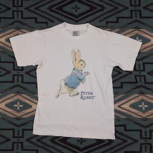 VTG 90s Peter Rabbit Graphic Tee Small White Cottagecore Beatrix Potter 1992